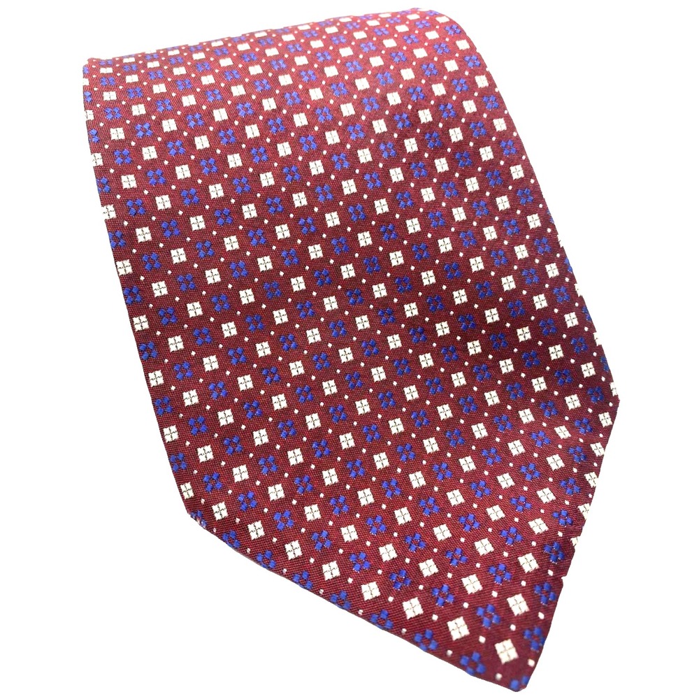 Vintage Polo Ralph Lauren Silk Necktie Men's red white blue micro‎ geometric tie
